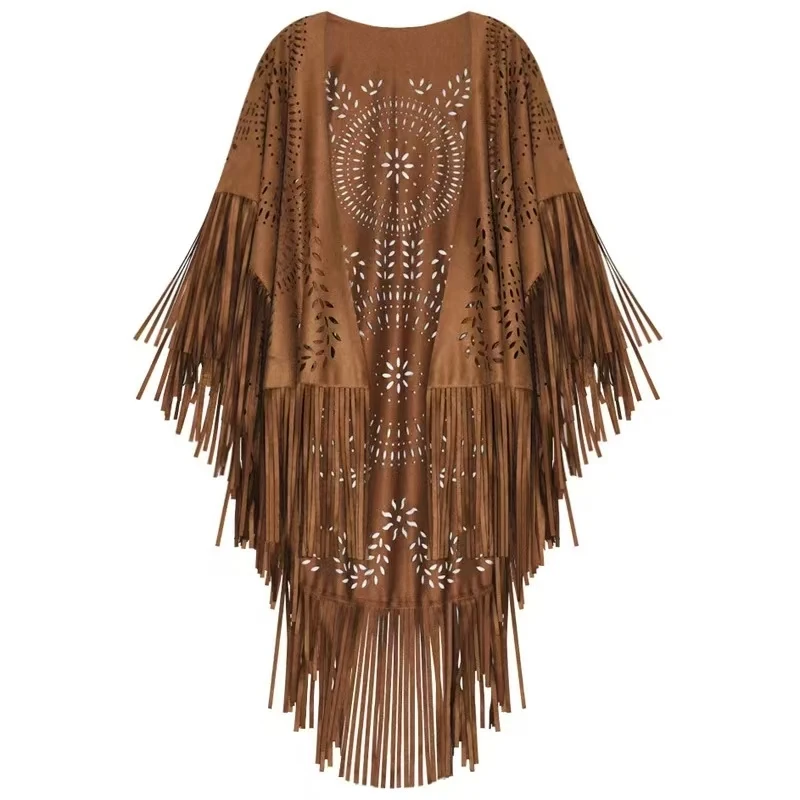 2025 Camel Suede Floral Hollow Out Fringe Tassel Shawl Women Vintage Capes Ponchos Autumn Bohemian cardigan Cloak Boho Capes
2025 Camel Suede Floral Hollow Out Fringe Tassel Shawl Women Vintage Capes Ponchos Autumn Bohemian cardigan Cloak Boho Capes