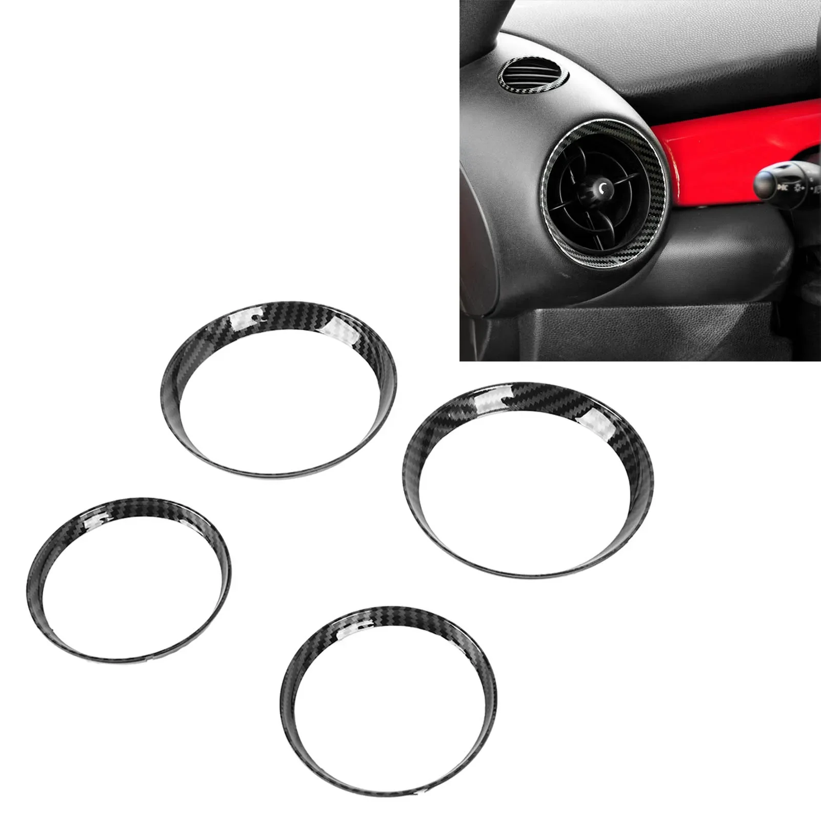 4Pcs/Set Car Right Light A/C Outlet Air Vent Trim Ring Cover Carbon Fiber Look for MINI Cooper R56 2006-2013
4Pcs/Set Car Right Light A/C Outlet Air Vent Trim Ring Cover Carbon Fiber Look for MINI Cooper R56 2006-2013
