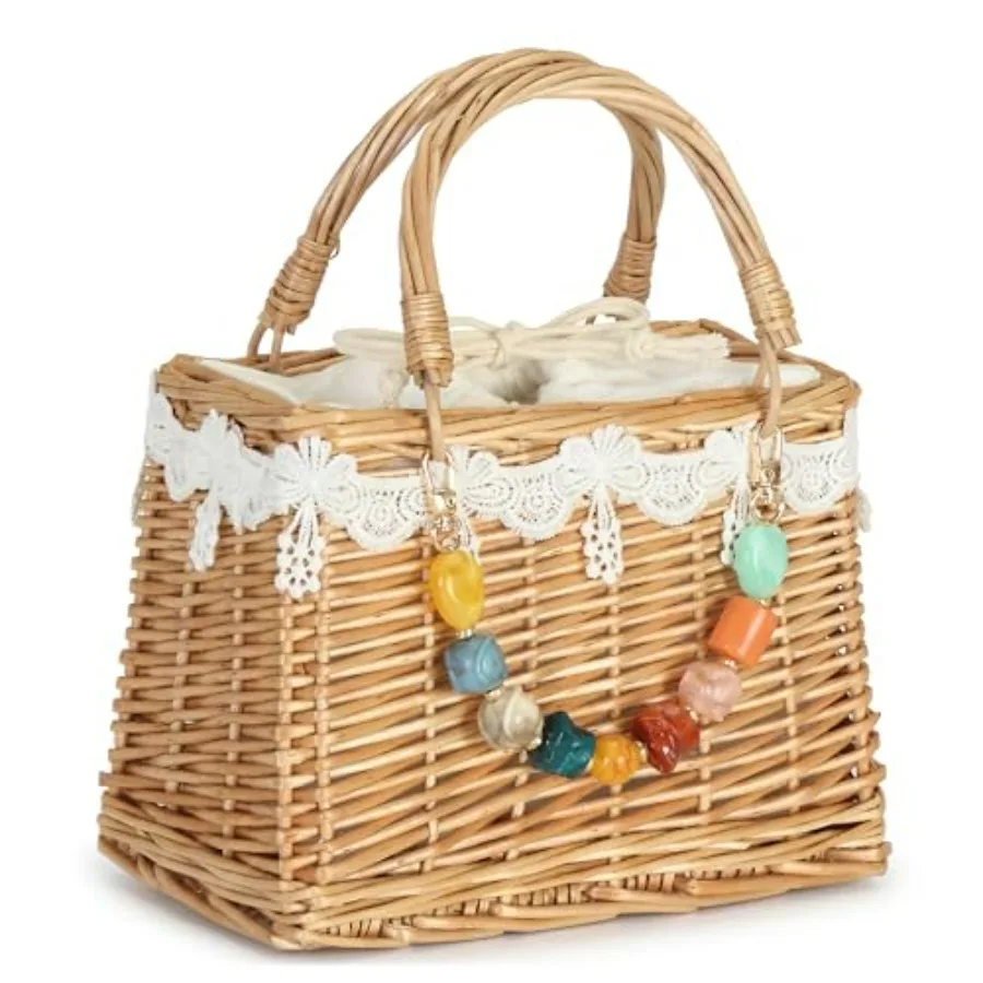 Women's Handwoven Rattan Boho Bag - Rattan Beach Tote and Summer Clutch Purse, Rectangular Wicker Basket Bag
Women's Handwoven Rattan Boho Bag - Rattan Beach Tote and Summer Clutch Purse, Rectangular Wicker Basket Bag