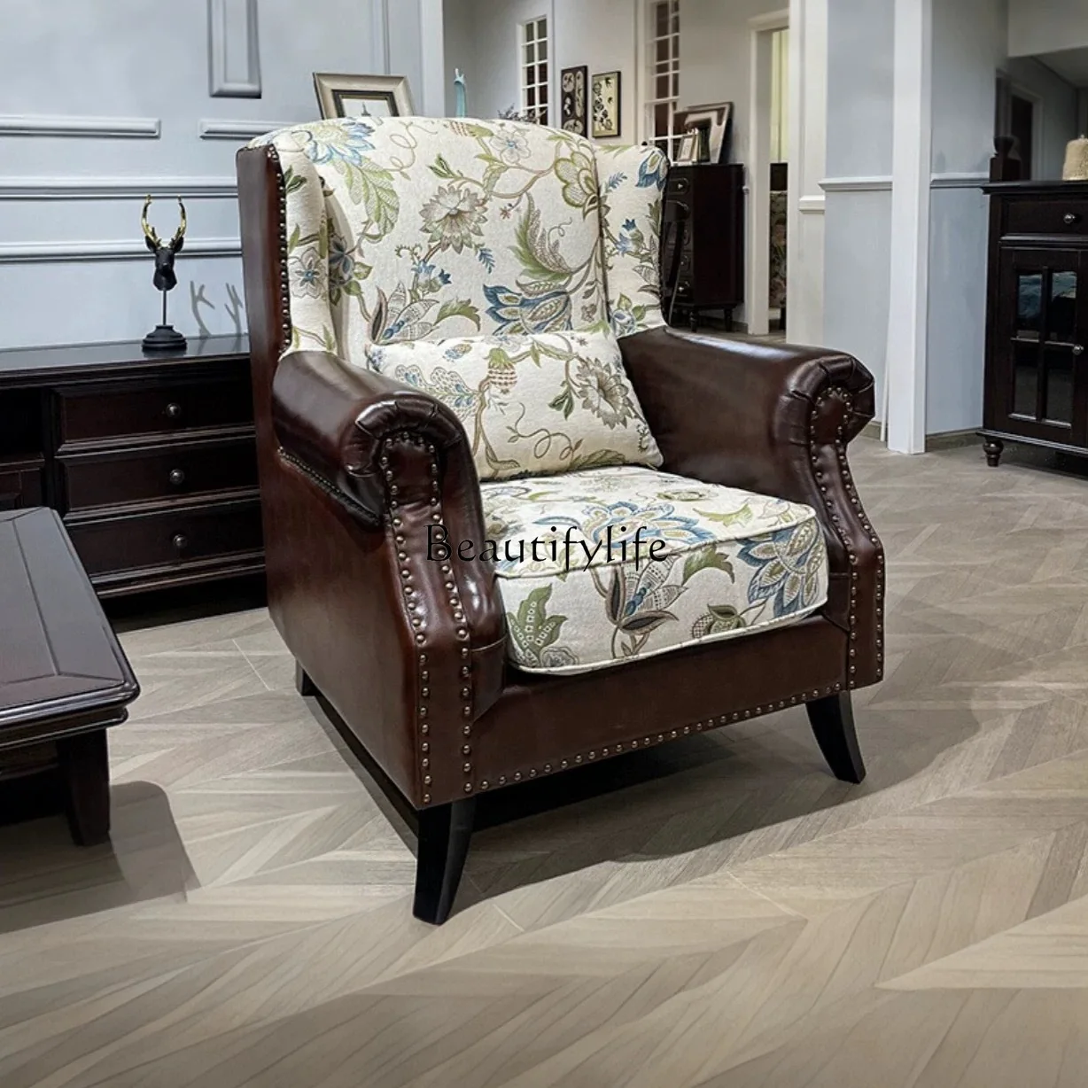 American single leather sofa chair first layer cowhide fabric tiger stool living room bedroom high back leisure sofa pedal
American single leather sofa chair first layer cowhide fabric tiger stool living room bedroom high back leisure sofa pedal