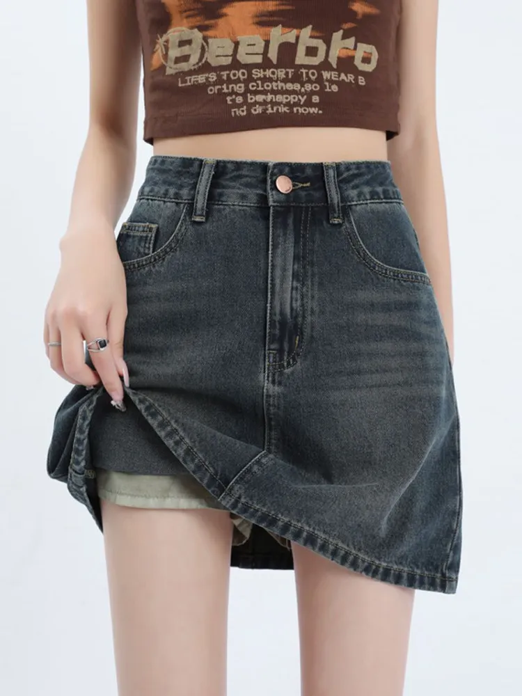 Retro Blue American Style Short Denim Skirt High Waist A-Line Anti-Light Women's Summer New Fashion Skirt
Retro Blue American Style Short Denim Skirt High Waist A-Line Anti-Light Women's Summer New Fashion Skirt
