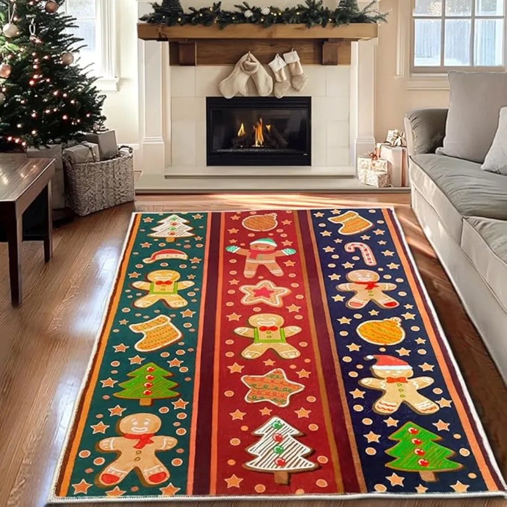 Christmas Carpet Mat Rug Red Green Blue Plaid Design with Gingerbread Man Tree Pattern Soft Floor Mat for Home Decoration
Christmas Carpet Mat Rug Red Green Blue Plaid Design with Gingerbread Man Tree Pattern Soft Floor Mat for Home Decoration