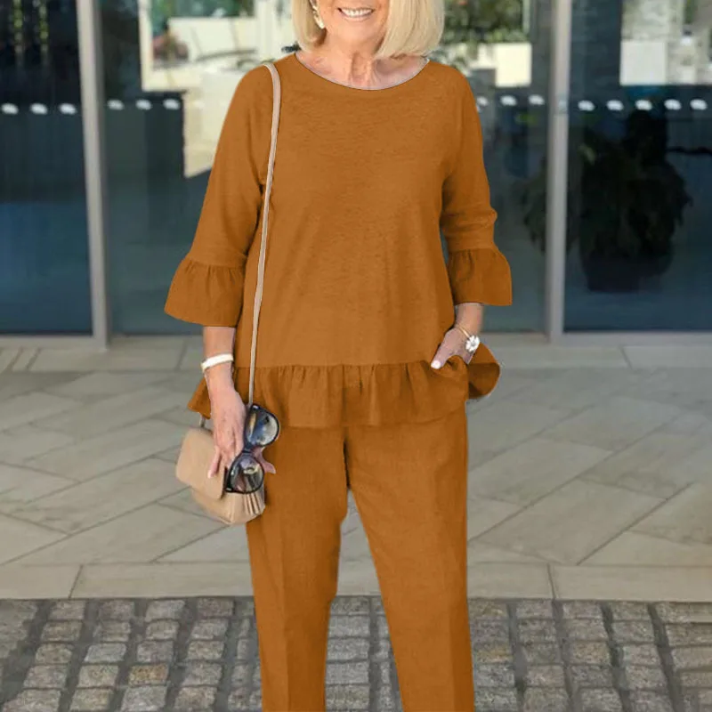Casual Cotton Linen Two Piece Set Loose O-neck Long Sleeve Splicing Pullover Elastic Waist Trousers Set Fashion Commuting Set
Casual Cotton Linen Two Piece Set Loose O-neck Long Sleeve Splicing Pullover Elastic Waist Trousers Set Fashion Commuting Set