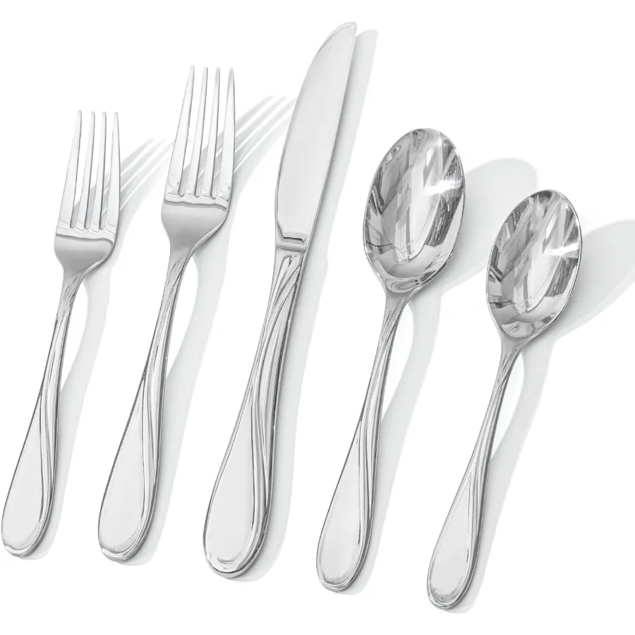 Набор столовых приборов Wave Design для 4 художественных столовых приборов из нержавеющей стали, 20 предметов, с усиленным зеркалом Fibonacci
Набор столовых приборов Wave Design для 4 художественных столовых приборов из нержавеющей стали, 20 предметов, с усиленным зеркалом Fibonacci