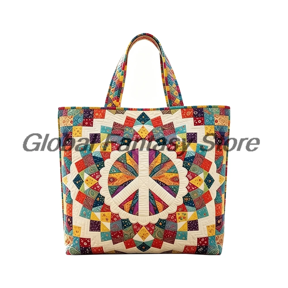 Hippie Peace Patchwork Quilted Tote Colorful Print Travel Tote Casual HandBag Men Women Daily Shopping Bags
Hippie Peace Patchwork Quilted Tote Colorful Print Travel Tote Casual HandBag Men Women Daily Shopping Bags