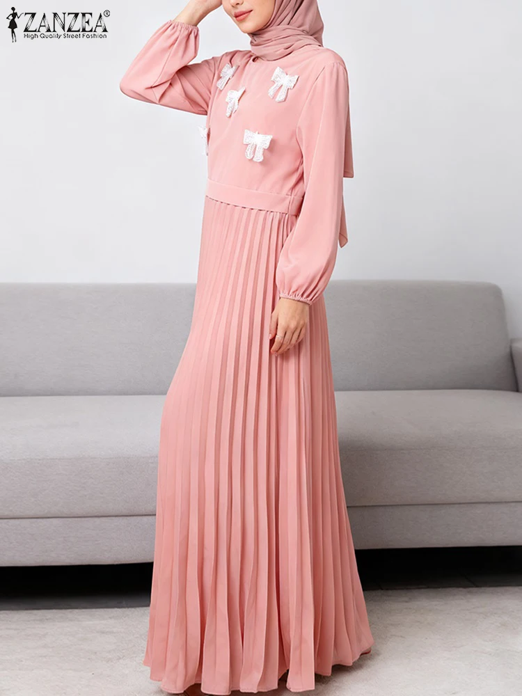 ZANZEA женское элегантное лоскутное вечернее платье с длинными рукавами и бантами, модное мусульманское платье Абая 2025 года, Дубайский халат с круглым вырезом, плиссированный сарафан
ZANZEA женское элегантное лоскутное вечернее платье с длинными рукавами и бантами, модное мусульманское платье Абая 2025 года, Дубайский халат с круглым вырезом, плиссированный сарафан