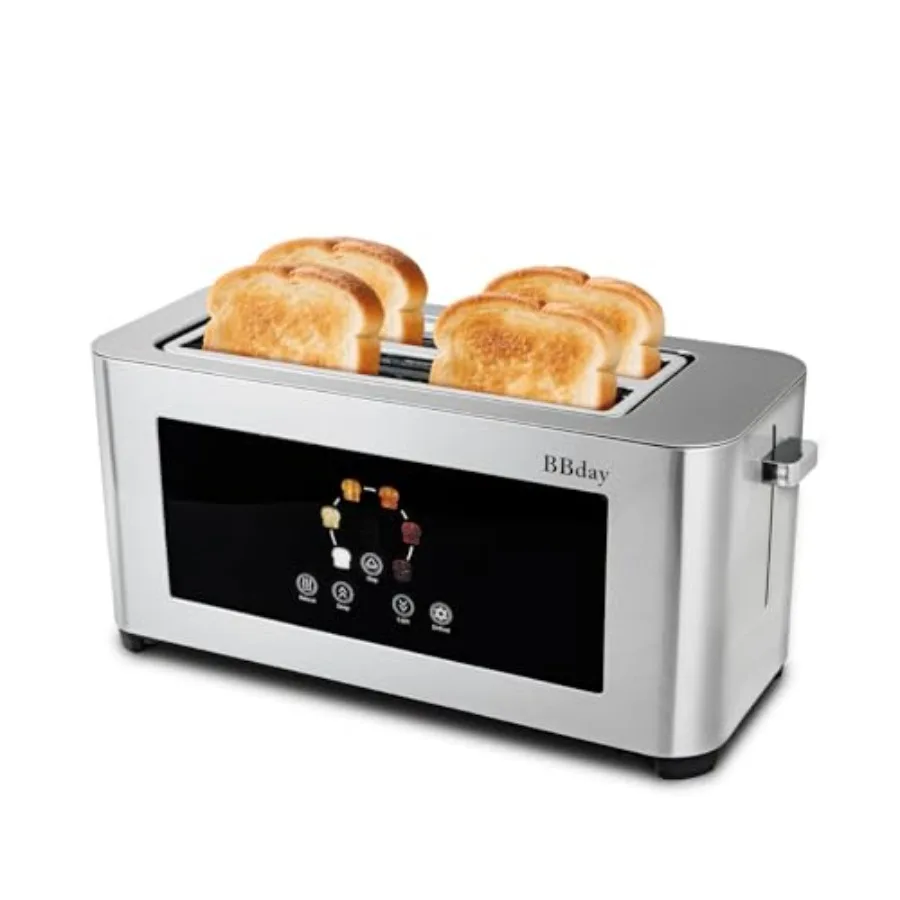 Touch Screen Smart Toaster 4 Slice LCD Display 1.6" Long Slot Toaster with 6 Shade Settings Defrost Reheat and Removable Tray W
Touch Screen Smart Toaster 4 Slice LCD Display 1.6" Long Slot Toaster with 6 Shade Settings Defrost Reheat and Removable Tray W