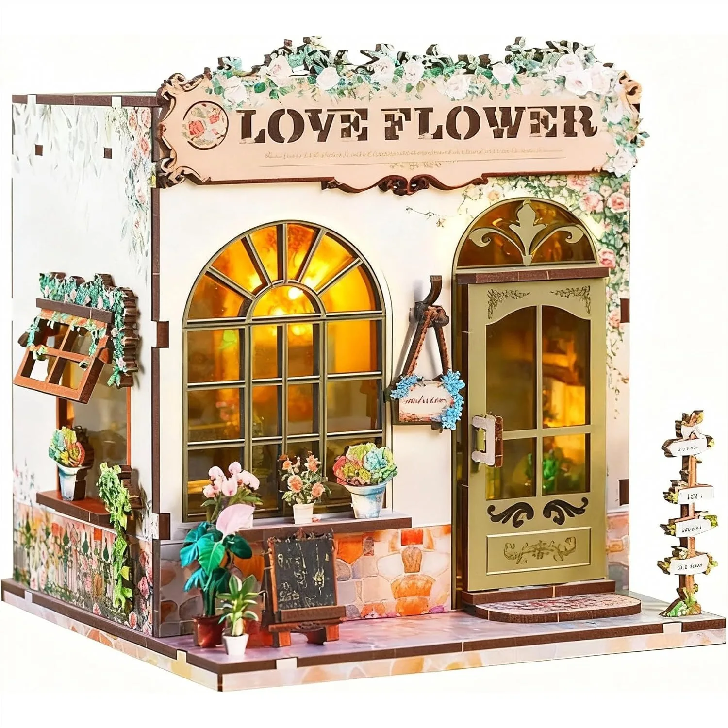 DIY Miniature House Kit, Flower Shop Book Nook with LED Light, 3D Wooden Puzzle for Adults and Teens
DIY Miniature House Kit, Flower Shop Book Nook with LED Light, 3D Wooden Puzzle for Adults and Teens