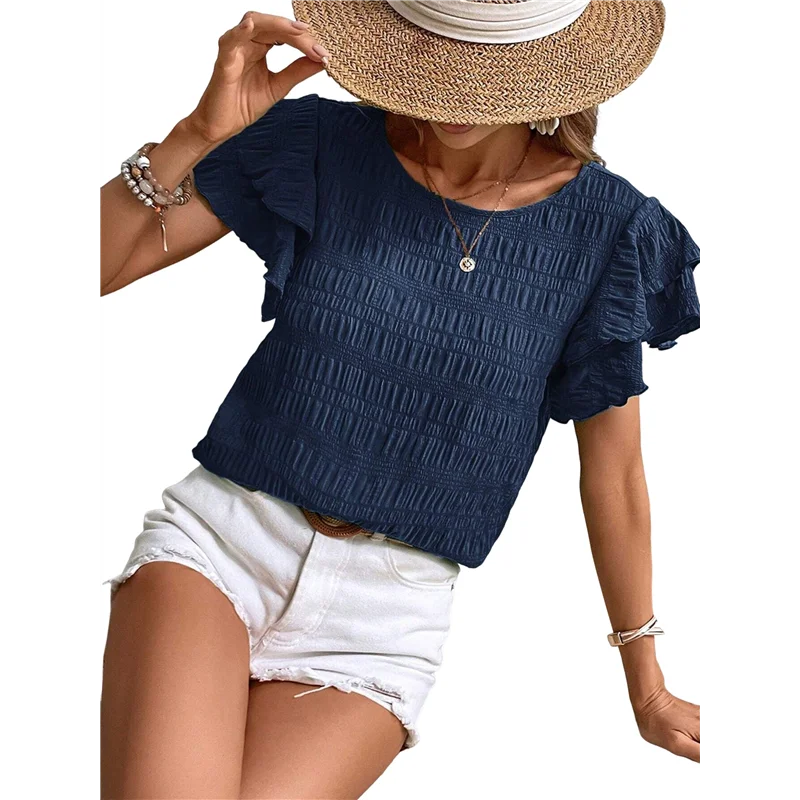 ABP-Womens Summer Tops Ruffle Short Sleeve Crewneck Shirts Textured Ladies Elegant Business Blouses Dressy Casual
ABP-Womens Summer Tops Ruffle Short Sleeve Crewneck Shirts Textured Ladies Elegant Business Blouses Dressy Casual