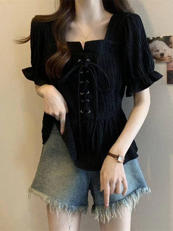plus Size Women's Shirt Summer Slim Fit Bubble Sleeve Square Collar Tie Knot Large Polka Dot Print Breathable Polyester Fiber
plus Size Women's Shirt Summer Slim Fit Bubble Sleeve Square Collar Tie Knot Large Polka Dot Print Breathable Polyester Fiber