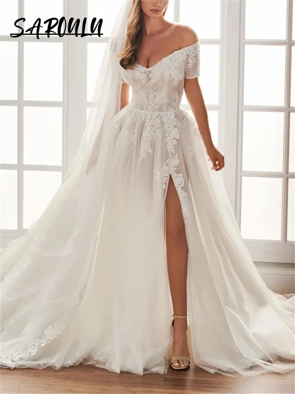 Classic Cap Sleeves A Line Wedding Dresses For Women 2024 With Side Slit Lace Appliques Ball Gown Bride Dress Robe De Mariee
Classic Cap Sleeves A Line Wedding Dresses For Women 2024 With Side Slit Lace Appliques Ball Gown Bride Dress Robe De Mariee
