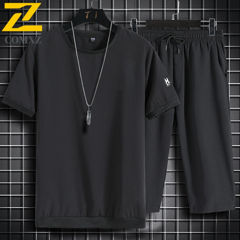 New Summer Sweats Set Men's Korean Casual Ice Silk Short Sleeve T-shirt + Shorts 2-piece Set Man Daily Fitness Running Tracksuit
New Summer Sweats Set Men's Korean Casual Ice Silk Short Sleeve T-shirt + Shorts 2-piece Set Man Daily Fitness Running Tracksuit