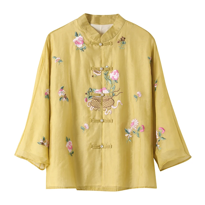 Tang suit women embroidery flower shirts retro Hanfu tops women vintage chinese embroidery yellow shirts tops
Tang suit women embroidery flower shirts retro Hanfu tops women vintage chinese embroidery yellow shirts tops