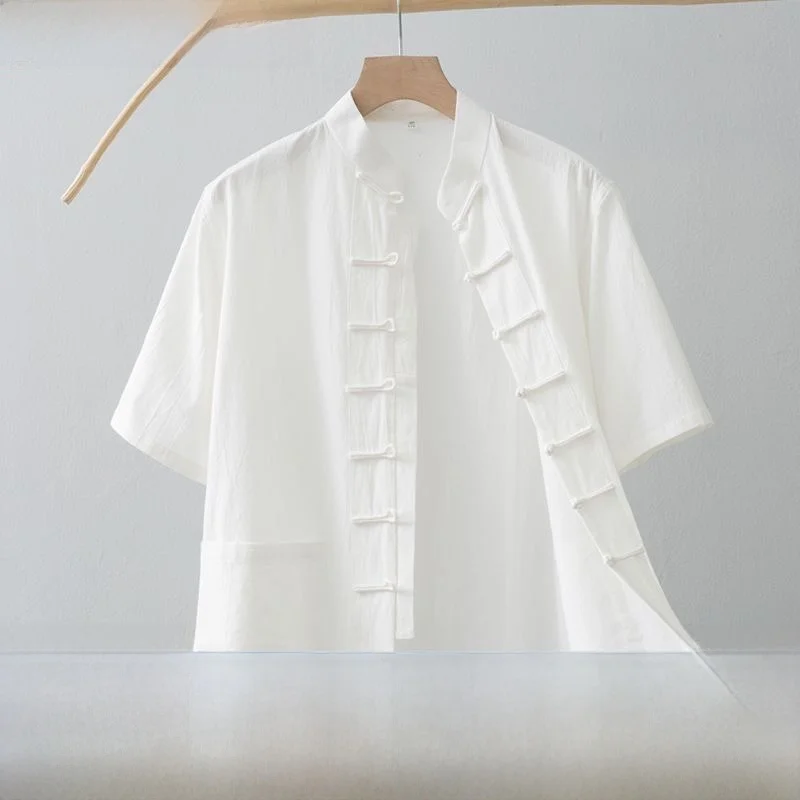 Мужская летняя тонкая рубашка из хлопка и льна с воротником-стойкой, в стиле танчжуан, ханьфу, на пуговицах, традиционная китайская этническая одежда
Мужская летняя тонкая рубашка из хлопка и льна с воротником-стойкой, в стиле танчжуан, ханьфу, на пуговицах, традиционная китайская этническая одежда