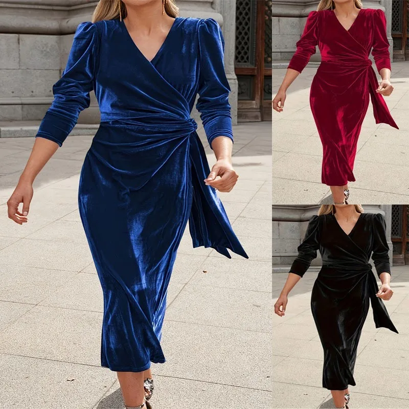 2025 Women's Autumn V-neck Long-sleeved Lace-up Fashionable Solid Color Dress Commuting Professional Casual Women's Clothing
2025 Women's Autumn V-neck Long-sleeved Lace-up Fashionable Solid Color Dress Commuting Professional Casual Women's Clothing