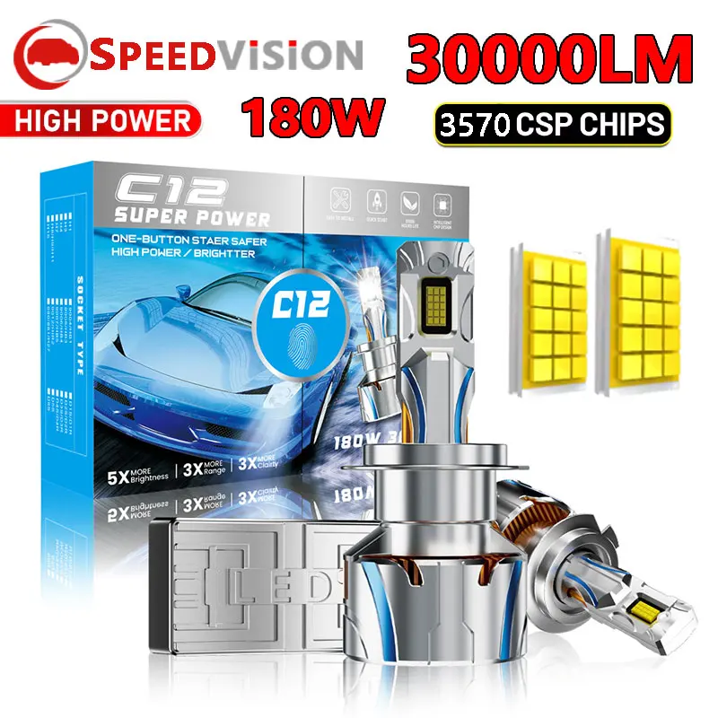 Скоростное видение H7 H4 H11 Светодиодная фара высокой мощности CSP Canbus H1 H8 9005 HB3 9006 HB4 9012 180 Вт 30000LM Турболампа 6500K Автомобильный свет
Скоростное видение H7 H4 H11 Светодиодная фара высокой мощности CSP Canbus H1 H8 9005 HB3 9006 HB4 9012 180 Вт 30000LM Турболампа 6500K Автомобильный свет