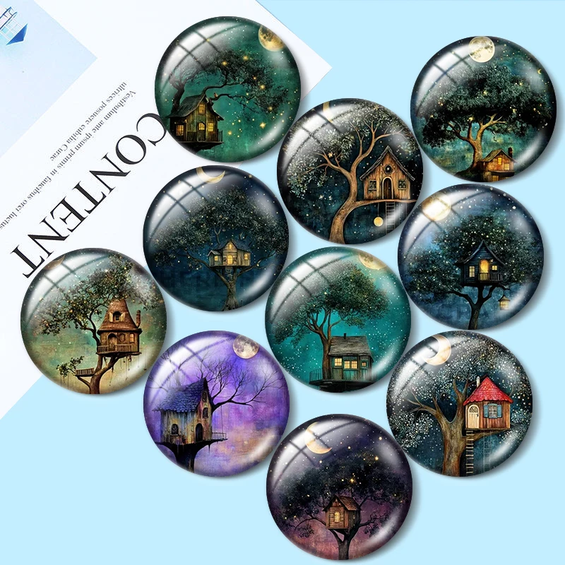 Whimsical Tree House 12mm/18mm/20mm/25mm glass cabochon bracelet pendant rings for jewelry demo earrings back Making findings
Whimsical Tree House 12mm/18mm/20mm/25mm glass cabochon bracelet pendant rings for jewelry demo earrings back Making findings