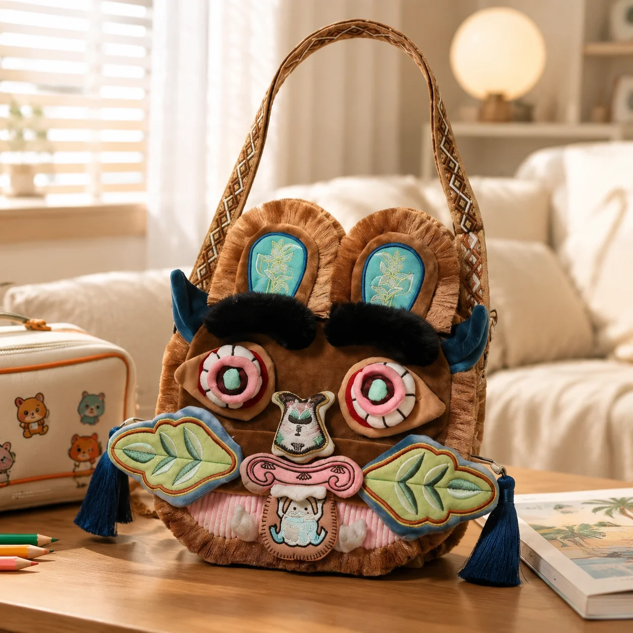 Chinese Style Faux Fur Plush Bag Tiger Head Kids Crossbody Shoulder Cute Cartoon School Travel Party Gift For Children Toddler
Chinese Style Faux Fur Plush Bag Tiger Head Kids Crossbody Shoulder Cute Cartoon School Travel Party Gift For Children Toddler