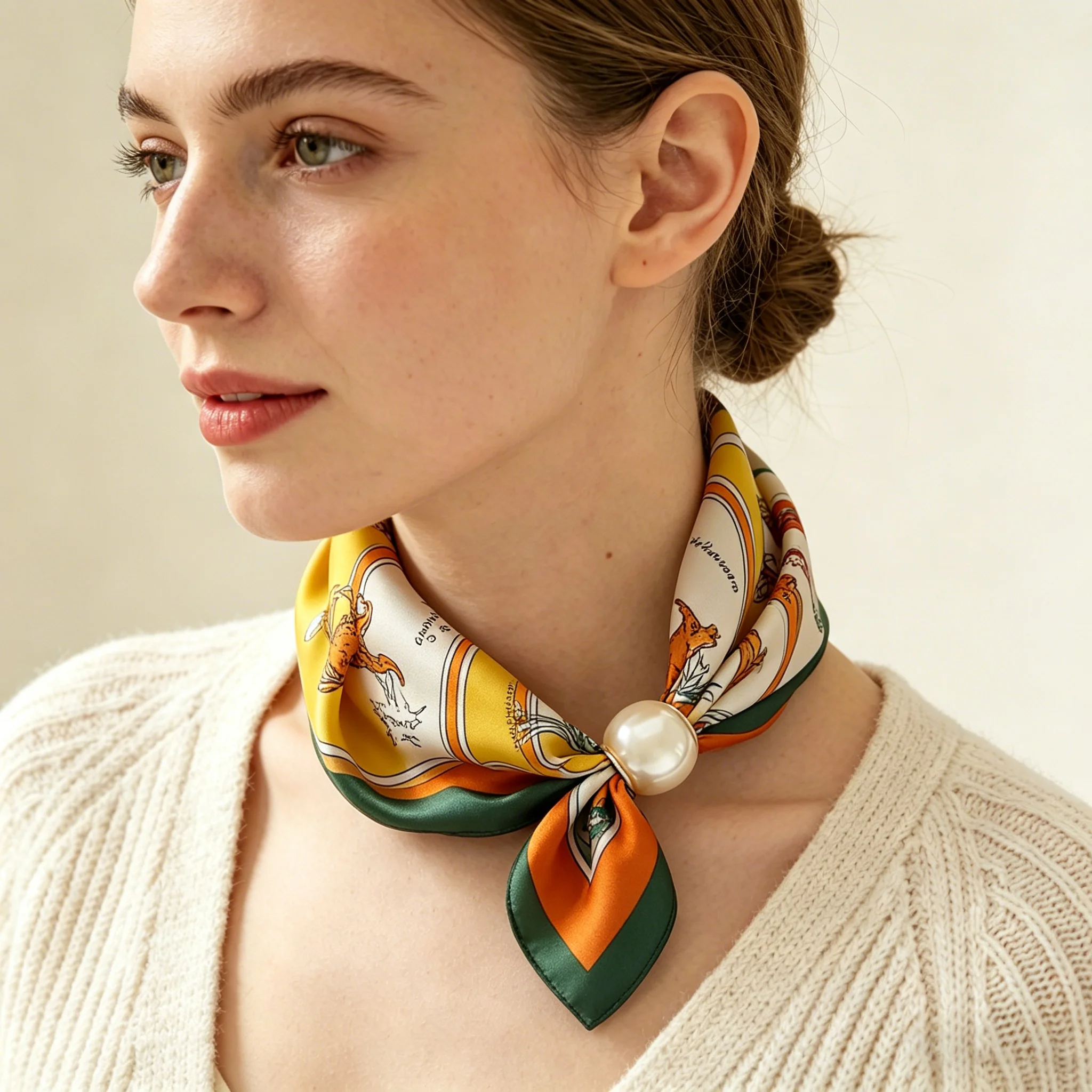 Print Scarf Silk Pearl Buckle Chain Female Lazy Thin Magnetic Collarbone Pendant Wraps Handkerchief Designer Woman Neck Scarf
Print Scarf Silk Pearl Buckle Chain Female Lazy Thin Magnetic Collarbone Pendant Wraps Handkerchief Designer Woman Neck Scarf