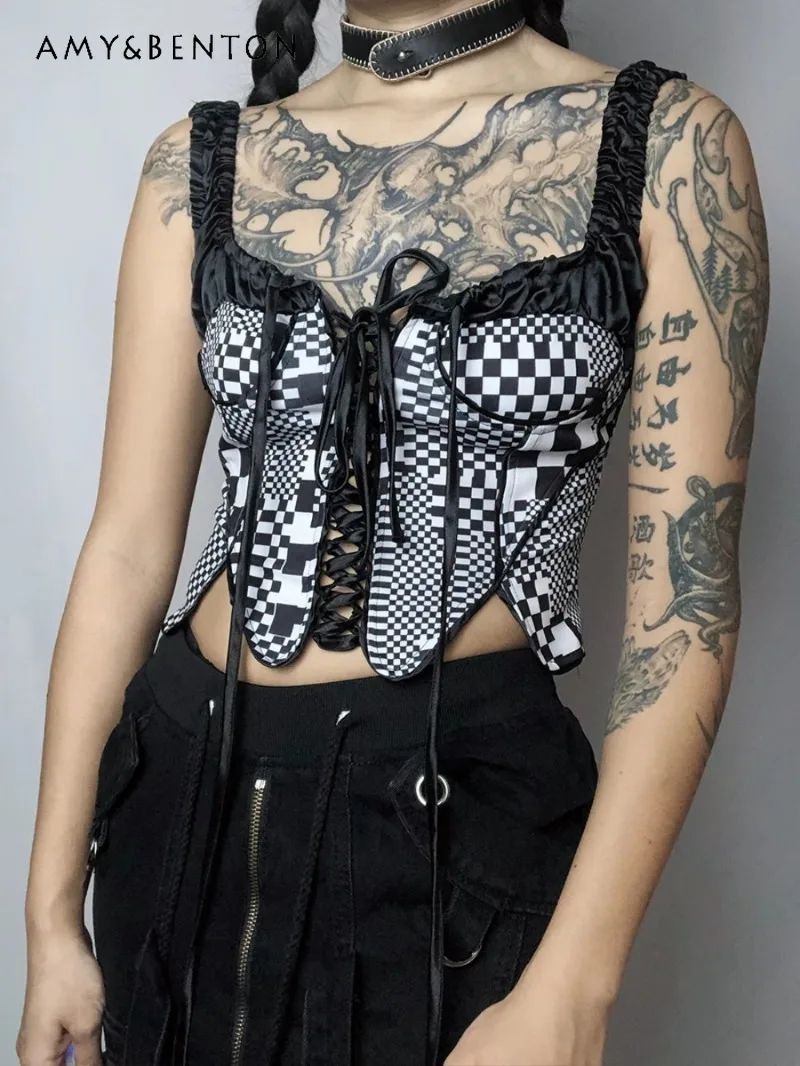 2025 New Japanese Summer European and American Style Dark Punk Millennial Hot Harajuku Strap Plaid Print Suspender For Female
2025 New Japanese Summer European and American Style Dark Punk Millennial Hot Harajuku Strap Plaid Print Suspender For Female