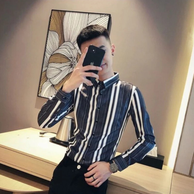 Мужская полосатая рубашка с длинным рукавом, весна-осень, приталенный крой, повседневный модный топ премиум-качества 2026 Популярная одежда
Мужская полосатая рубашка с длинным рукавом, весна-осень, приталенный крой, повседневный модный топ премиум-качества 2026 Популярная одежда