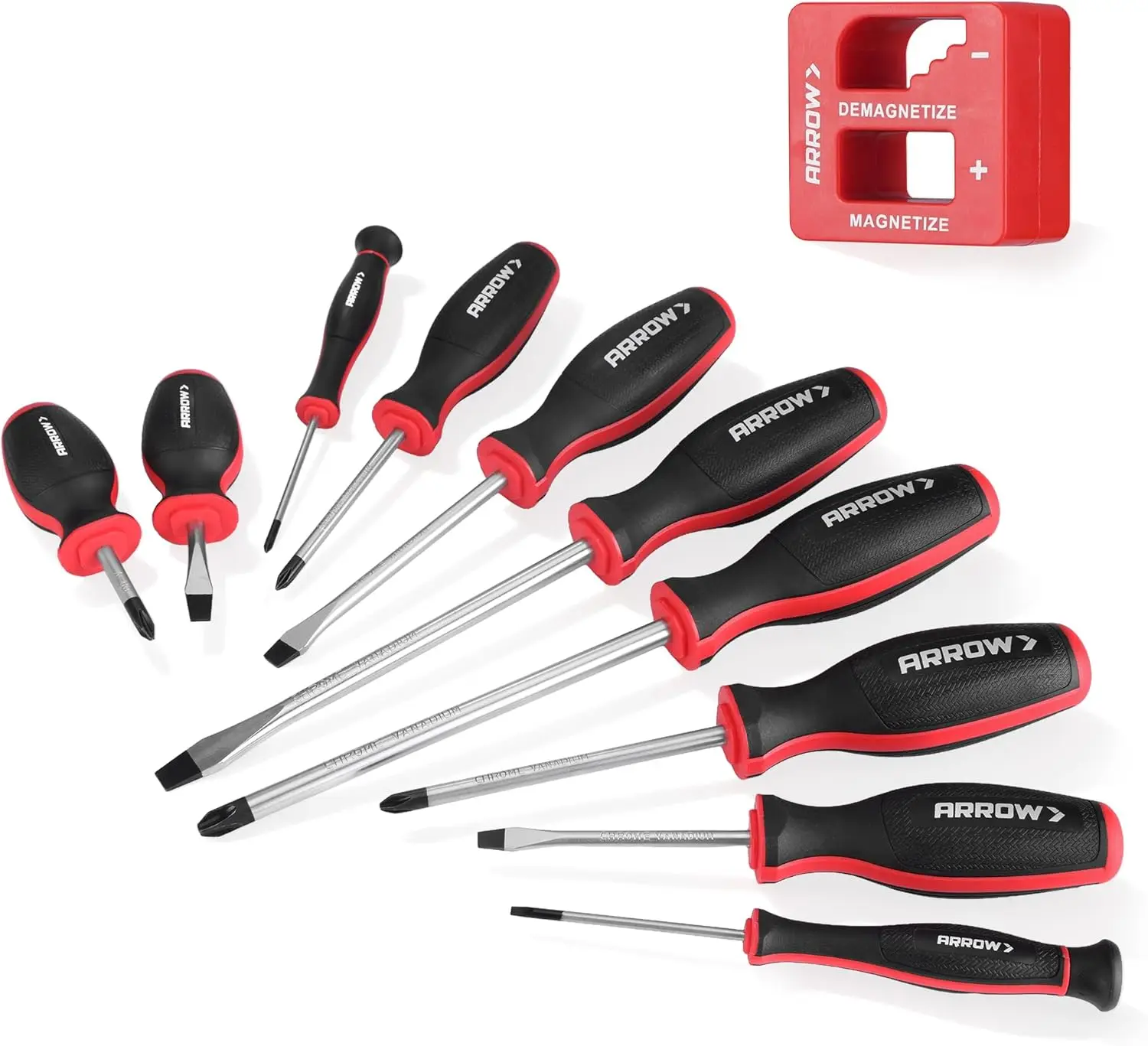 11-Piece Magnetic Screwdriver Set, Cr-V Steel, with Magnetizer/Demagnetizer, 2 Precision Screwdrivers, Non-Slip Grip, Phillips & Flathead, for Home
11-Piece Magnetic Screwdriver Set, Cr-V Steel, with Magnetizer/Demagnetizer, 2 Precision Screwdrivers, Non-Slip Grip, Phillips & Flathead, for Home