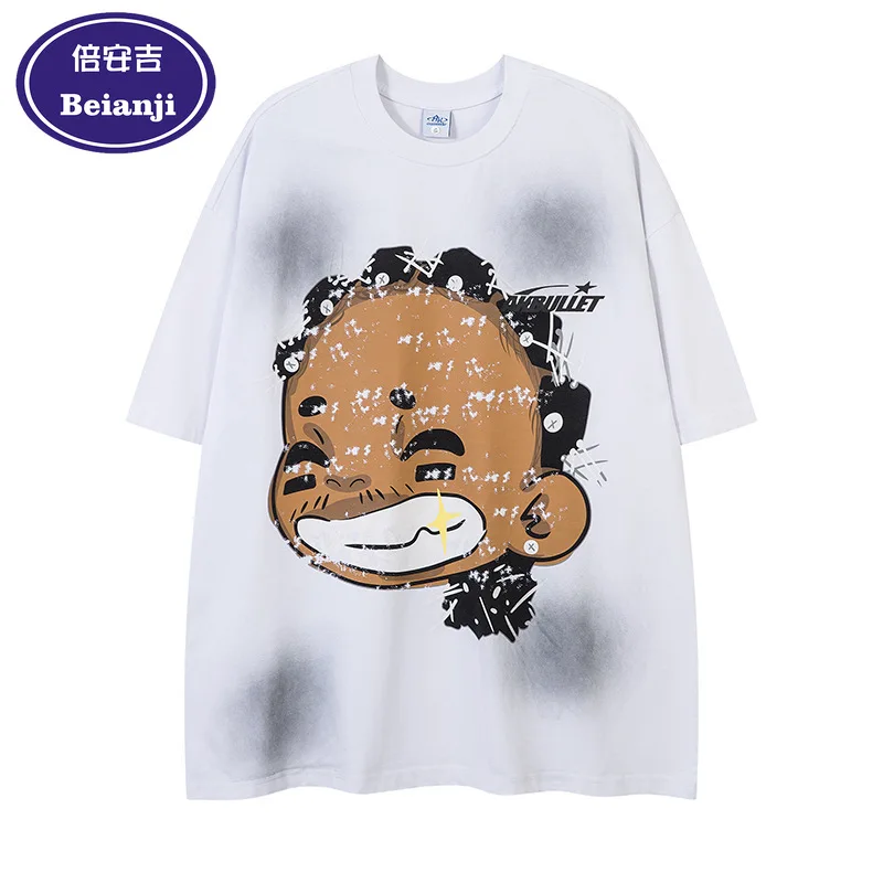 BEIANJI men clothing summer new oversize short-sleeved cotton Tees American hip-hop fun big head boy trendy printed T-shirt
BEIANJI men clothing summer new oversize short-sleeved cotton Tees American hip-hop fun big head boy trendy printed T-shirt