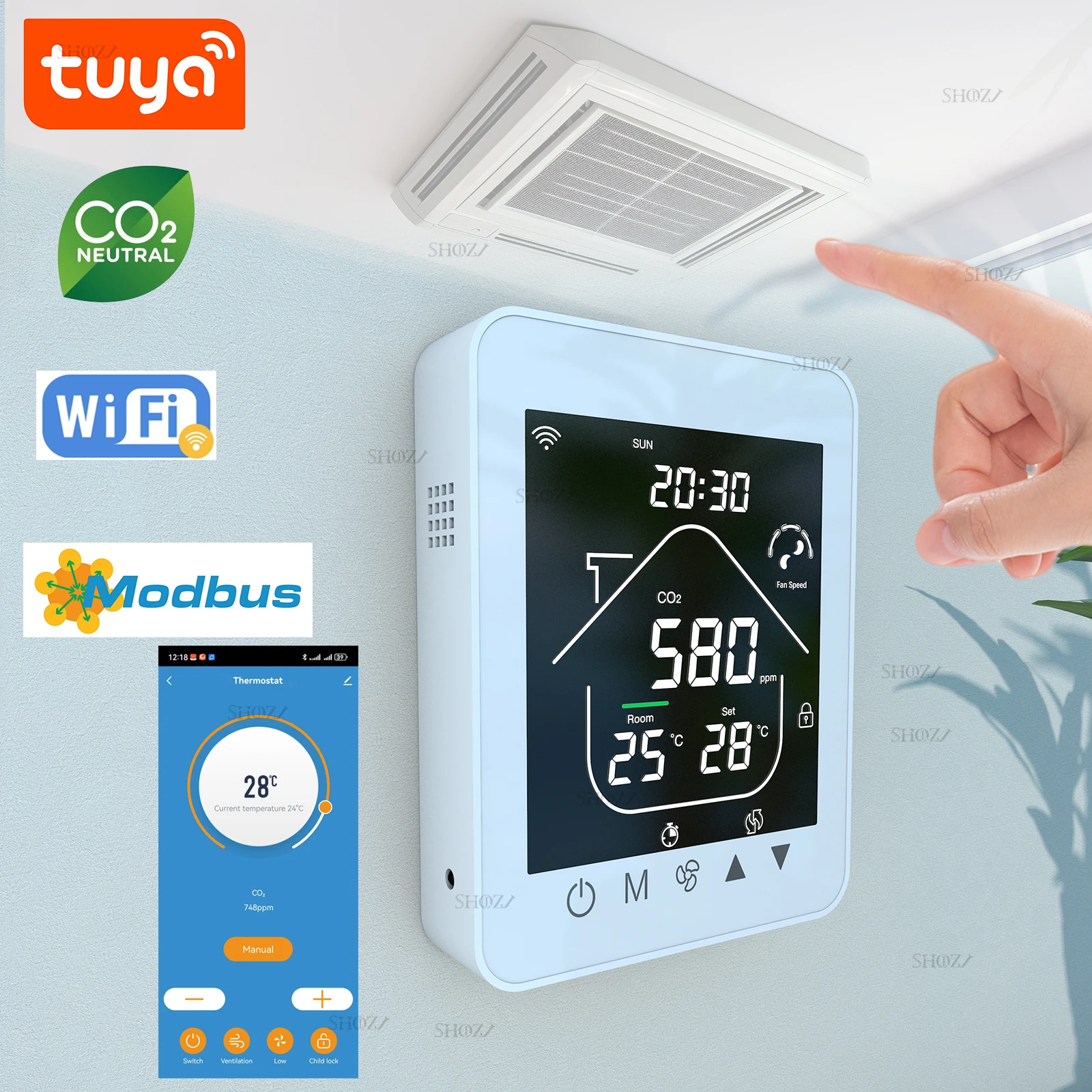 Умный термостат TUYA Контроллер WIFI/RS485 с клапанным управлением для воздушной катушки - 3 скорости Холод/Тепло Вентиляционная система °C/°F
Умный термостат TUYA Контроллер WIFI/RS485 с клапанным управлением для воздушной катушки - 3 скорости Холод/Тепло Вентиляционная система °C/°F