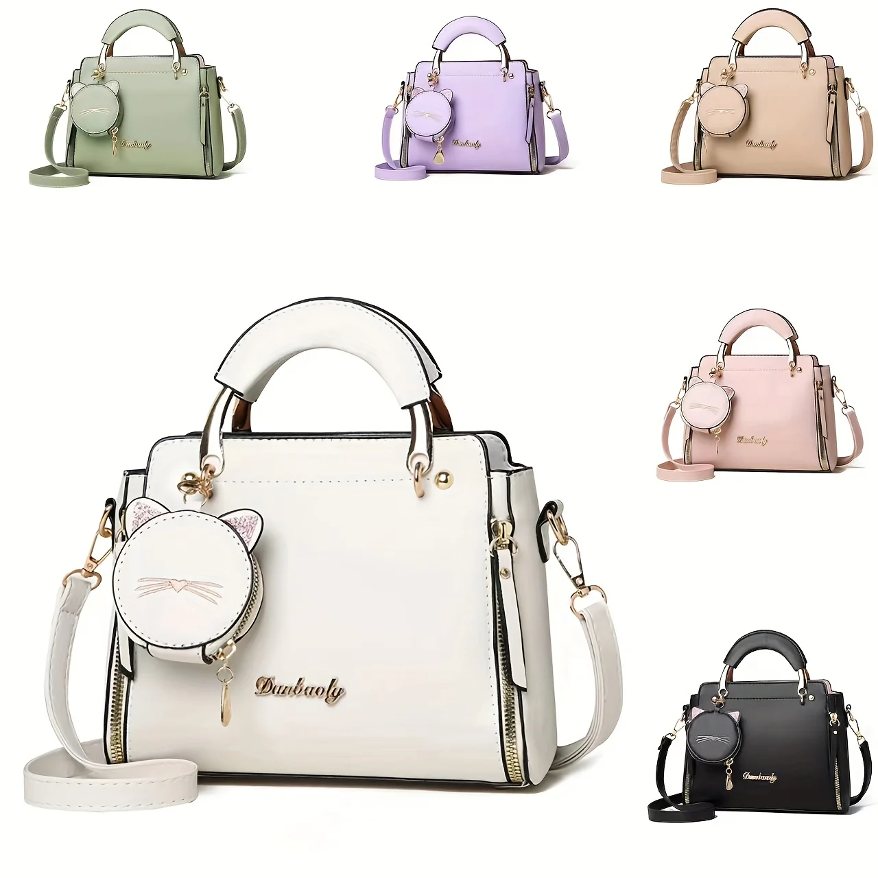 Multi-pocket PU Leather Tote Bag, Solid Color Shoulder Bag & Cat Coin Bag, Perfect Crossbody Bag For Everyday Use
Multi-pocket PU Leather Tote Bag, Solid Color Shoulder Bag & Cat Coin Bag, Perfect Crossbody Bag For Everyday Use