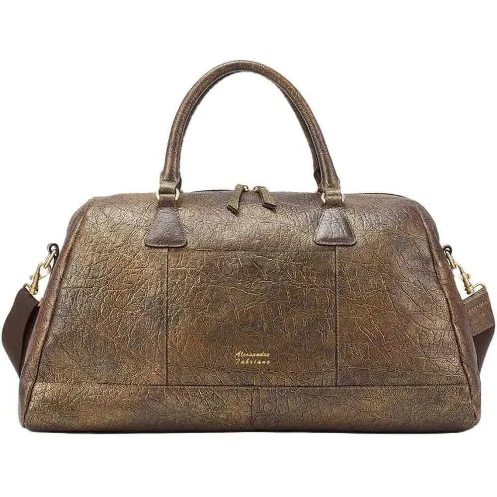 Genuine Leather Crinkled Metallic Bronze Travel and Gym Duffel Bag for Weekend Escapes
Genuine Leather Crinkled Metallic Bronze Travel and Gym Duffel Bag for Weekend Escapes
