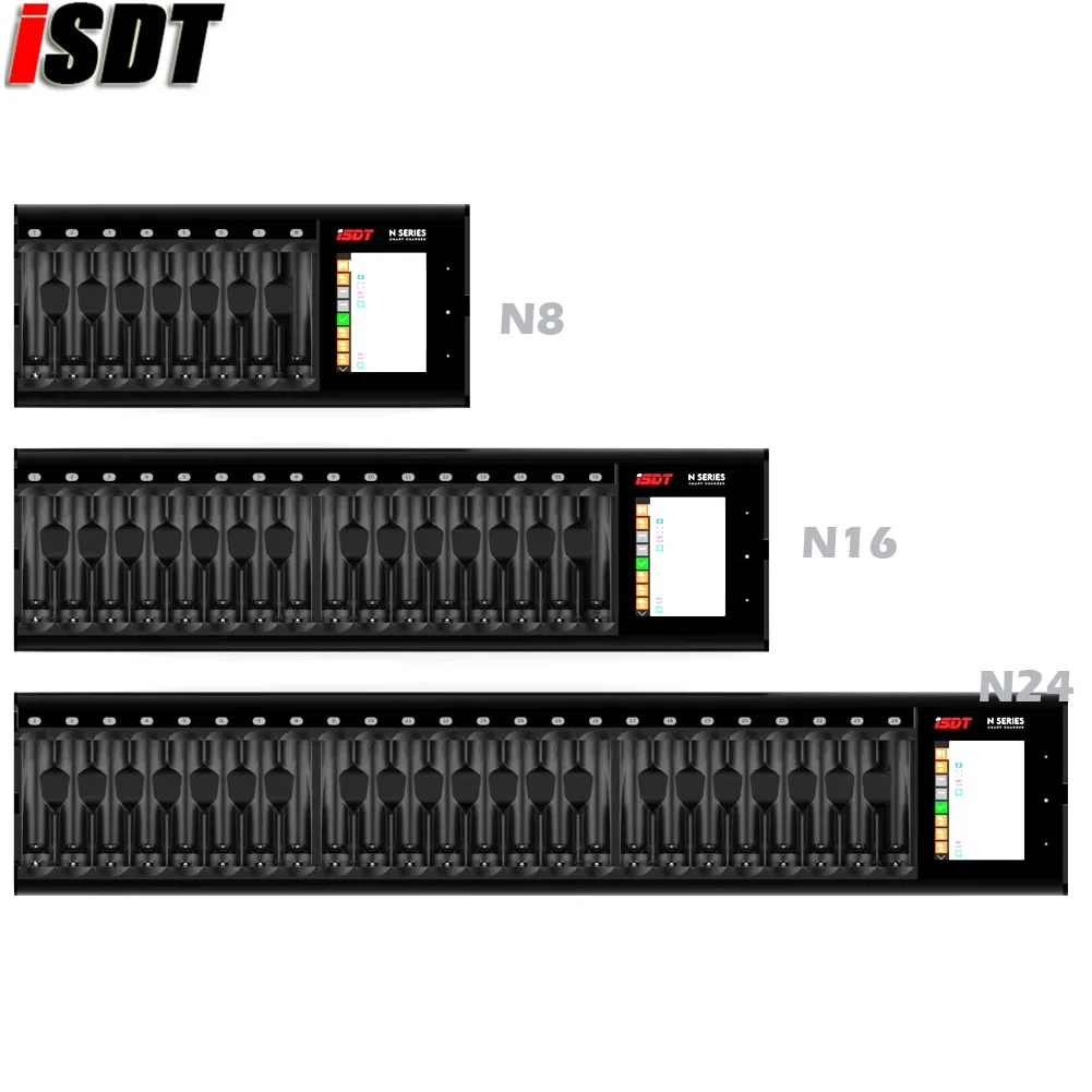ISDT N8 N16 N24 AA AAA Battery Charger DC Smart Battery Charger For Battery of Li-lon LiHv Ni-MH Ni-Cd LiFePO4
ISDT N8 N16 N24 AA AAA Battery Charger DC Smart Battery Charger For Battery of Li-lon LiHv Ni-MH Ni-Cd LiFePO4