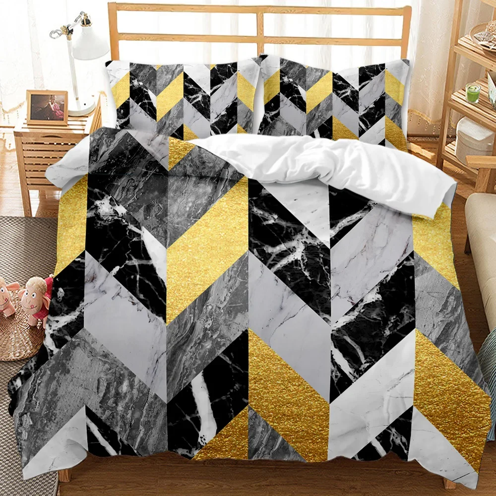 Marble Duvet Cover Set Black White Gold Abstract Marble Texture Printed Black White Double Queen King Size Polyester Bedding Set
Marble Duvet Cover Set Black White Gold Abstract Marble Texture Printed Black White Double Queen King Size Polyester Bedding Set