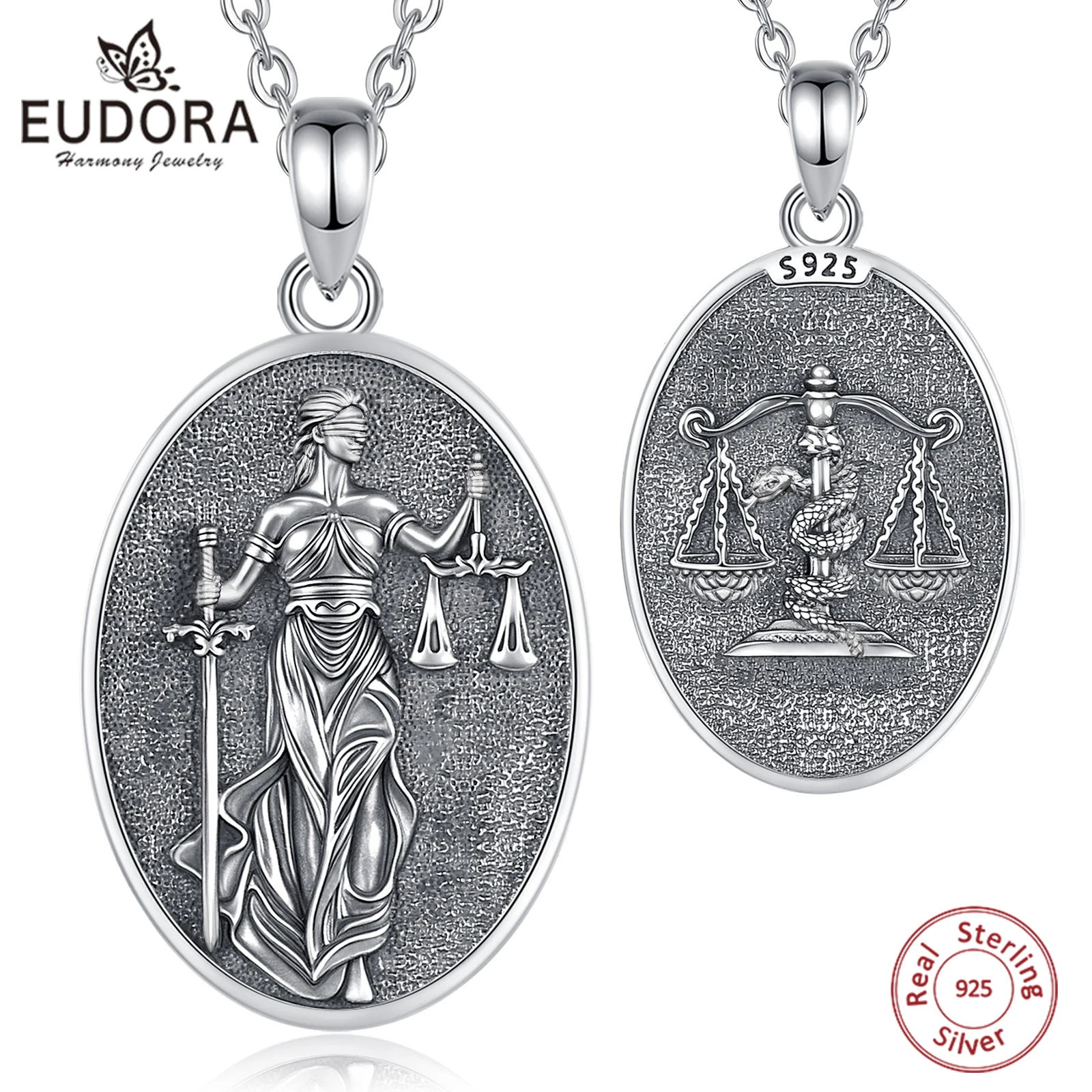 Eudora 925 Sterling Silver Themis Goddess of Justice Pendant Sword Balance Scales Necklace Wicca Pagan Jewelry for Women Men
Eudora 925 Sterling Silver Themis Goddess of Justice Pendant Sword Balance Scales Necklace Wicca Pagan Jewelry for Women Men