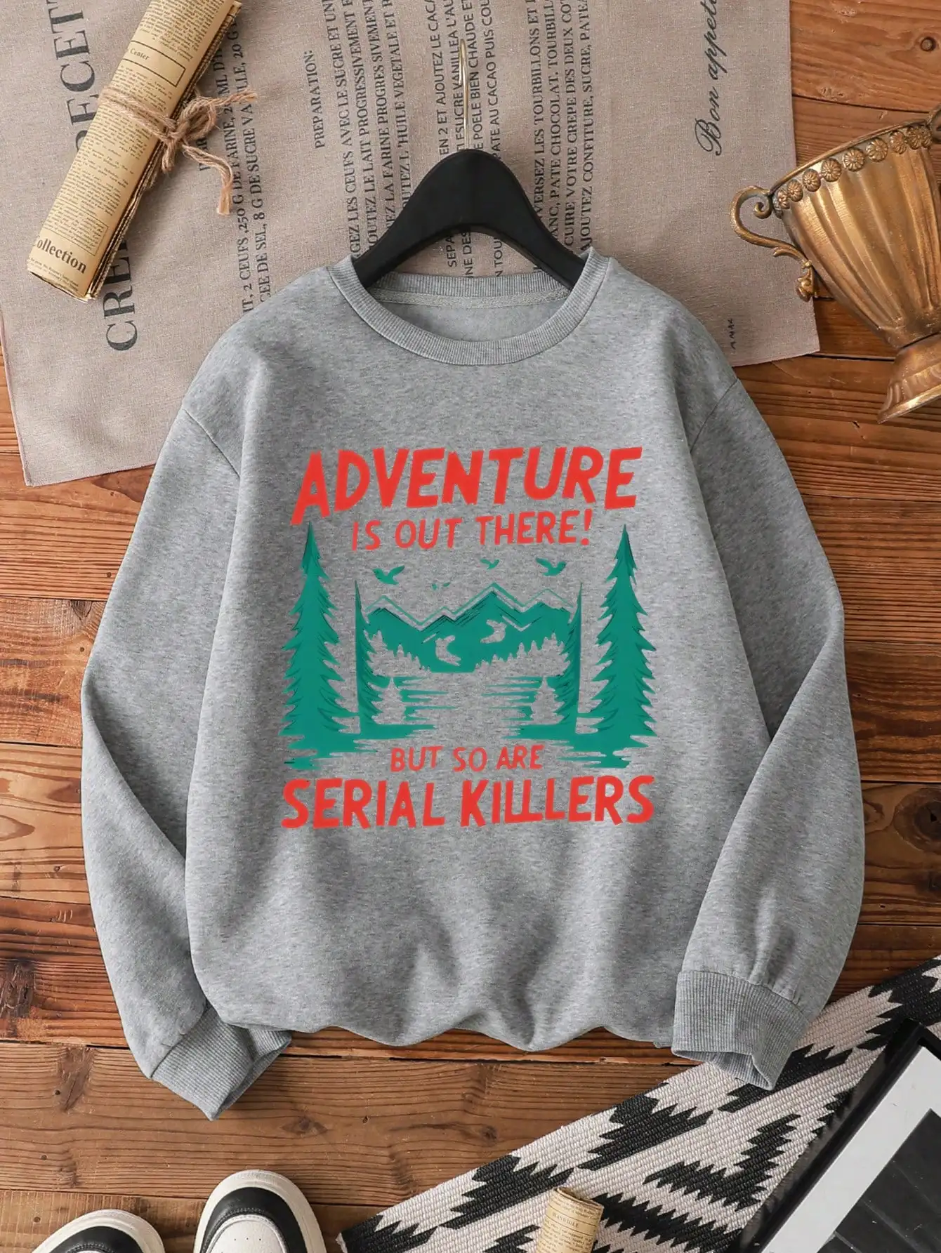 Женский пуловер с рисунком и цитатой приключений, повседневный топ с длинными рукавами и круглым вырезом
Женский пуловер с рисунком и цитатой приключений, повседневный топ с длинными рукавами и круглым вырезом