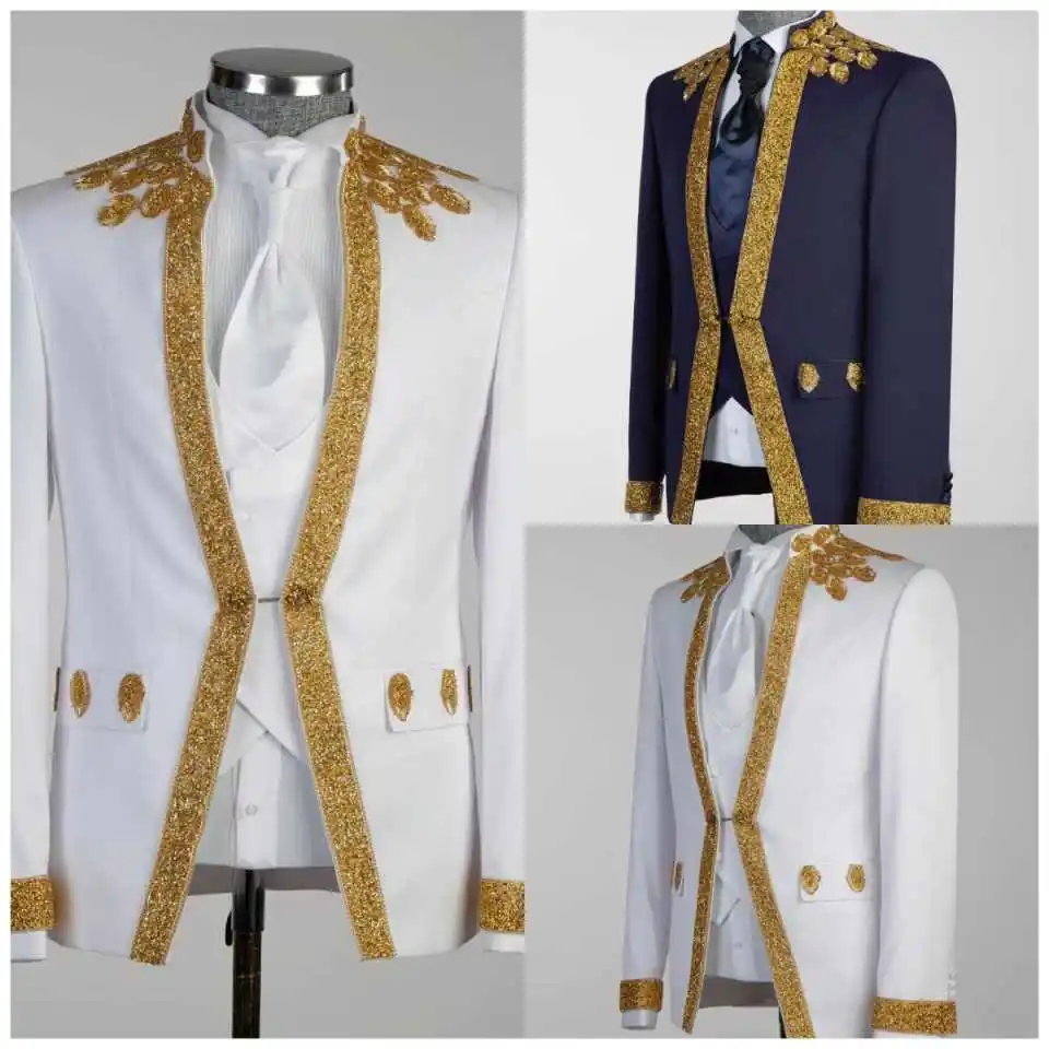 Chic Beaded Wedding Groom Tuxedos 2 Piece Jacket Pants Diamond Formal Evening Prom Occasion Blazers Customized
Chic Beaded Wedding Groom Tuxedos 2 Piece Jacket Pants Diamond Formal Evening Prom Occasion Blazers Customized