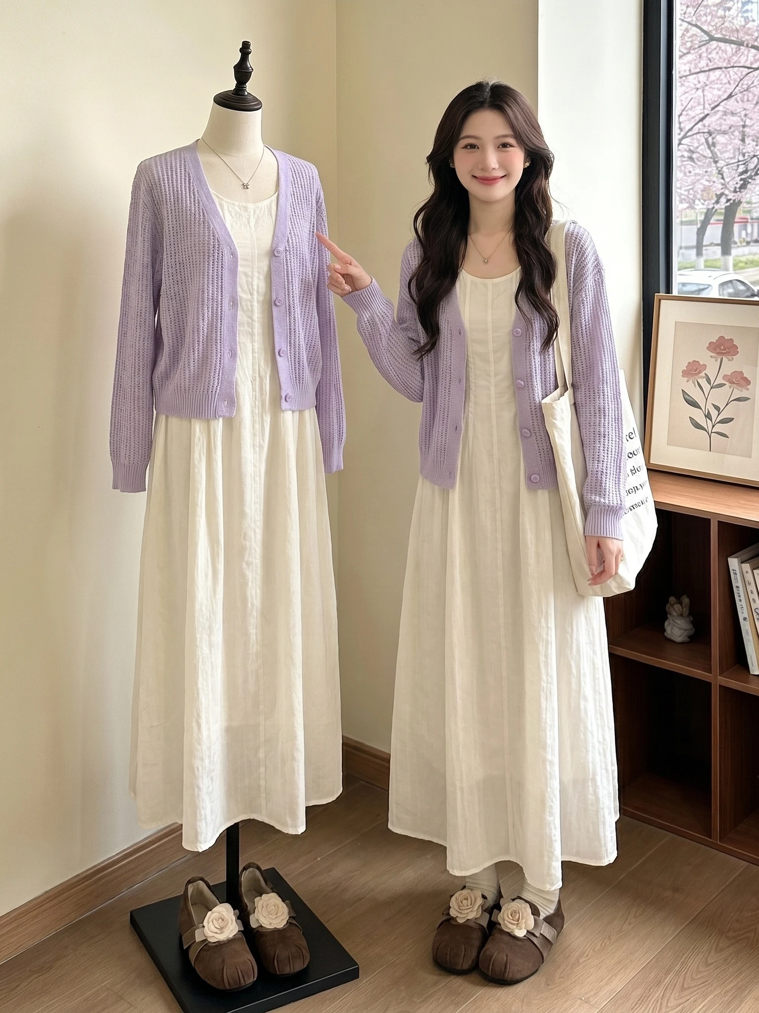 Summer 2026 plus Size Women's Fashion Set Long Sleeve Purple Dress And Open Cardigan Two-Piece Suit Commute Style High Waist
Summer 2026 plus Size Women's Fashion Set Long Sleeve Purple Dress And Open Cardigan Two-Piece Suit Commute Style High Waist