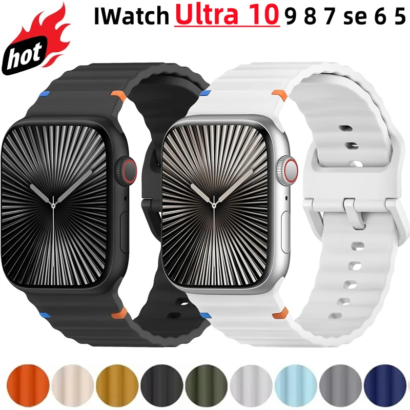 Silicone Strap for Apple watch Band 46mm 42mm 49mm 45mm 44mm 40 41mm correa sports Bracelet iWatch series Ultra 10 9 8 7 6 SE 5
Silicone Strap for Apple watch Band 46mm 42mm 49mm 45mm 44mm 40 41mm correa sports Bracelet iWatch series Ultra 10 9 8 7 6 SE 5
