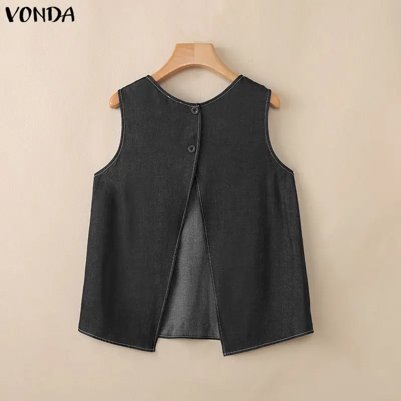 VONDA Summer Sleeveless Tops Women Blouses Solid Color Tee Party Blusas OL Work Tunic A-line Oversize Slit Hem Tops Streetwear
VONDA Summer Sleeveless Tops Women Blouses Solid Color Tee Party Blusas OL Work Tunic A-line Oversize Slit Hem Tops Streetwear