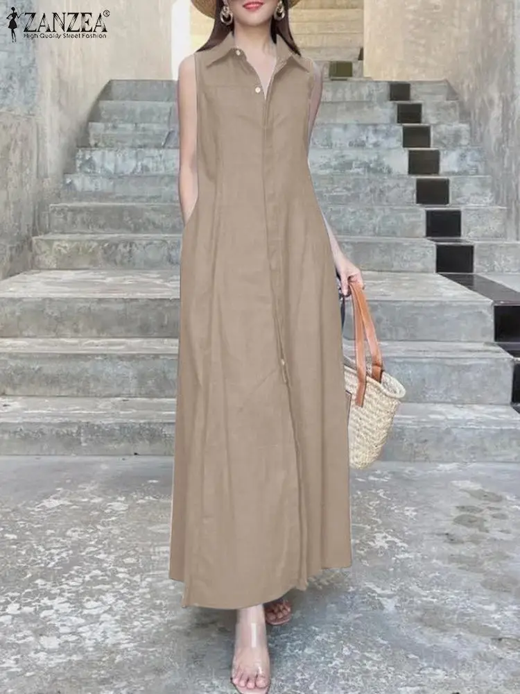 ZANZEA Casual Sleeveless Tank Dresses Holiday Women Fashion Solid Color Shirtdress Button Down 2024 Summer Lapel Neck Maxi Dress
ZANZEA Casual Sleeveless Tank Dresses Holiday Women Fashion Solid Color Shirtdress Button Down 2024 Summer Lapel Neck Maxi Dress