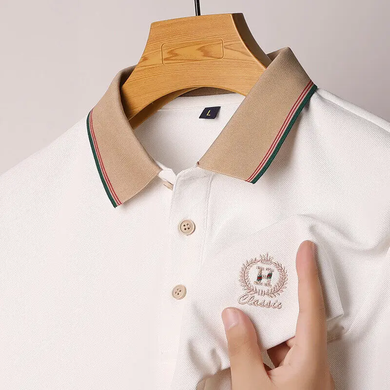 Men's Short Sleeve Solid Color Polo Shirt Breathable Comfortable Elastic Top New cotton Casual Business Style
Men's Short Sleeve Solid Color Polo Shirt Breathable Comfortable Elastic Top New cotton Casual Business Style