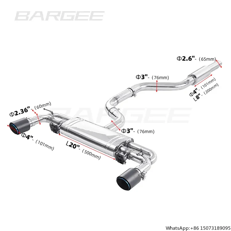 Bargee Factory Direct Sell 7 R Catback for MK7 MK8 & GTI EA888 2.0T 2014+ Exhaust System Catback Catalytic Converte
Bargee Factory Direct Sell 7 R Catback for MK7 MK8 & GTI EA888 2.0T 2014+ Exhaust System Catback Catalytic Converte