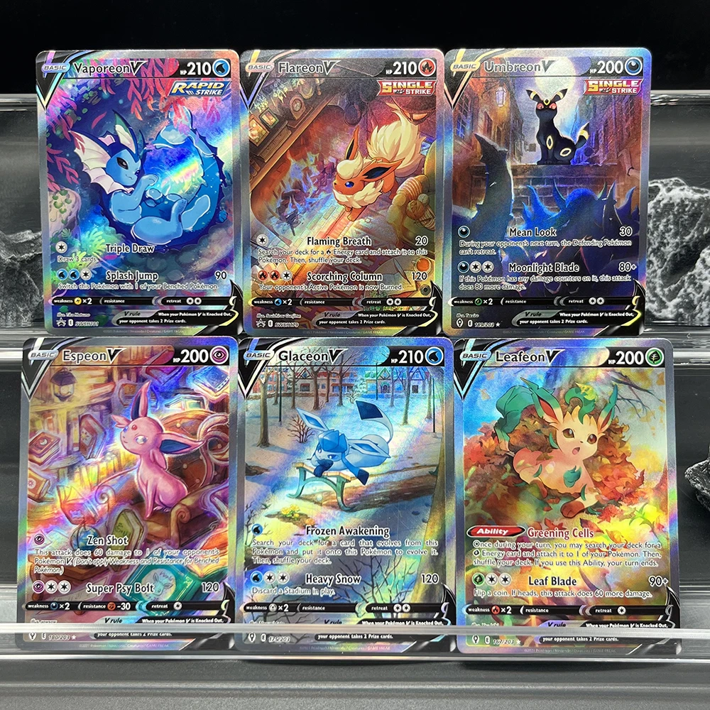 1 шт./6 шт. DIY Proxy PTCG английская фольга карты Eevee Flareon Vaporeon Espeon Leafeon Sylveon самодельная карточная игра коллекционная карта
1 шт./6 шт. DIY Proxy PTCG английская фольга карты Eevee Flareon Vaporeon Espeon Leafeon Sylveon самодельная карточная игра коллекционная карта