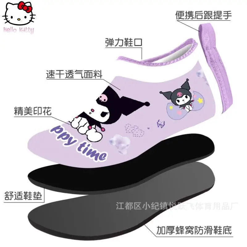 Hello Kitty, новая милая детская обувь для плавания Sanrio Kuromi, дышащая пляжная обувь на мягкой подошве с героями мультфильмов, обувь для дайвинга босиком
Hello Kitty, новая милая детская обувь для плавания Sanrio Kuromi, дышащая пляжная обувь на мягкой подошве с героями мультфильмов, обувь для дайвинга босиком