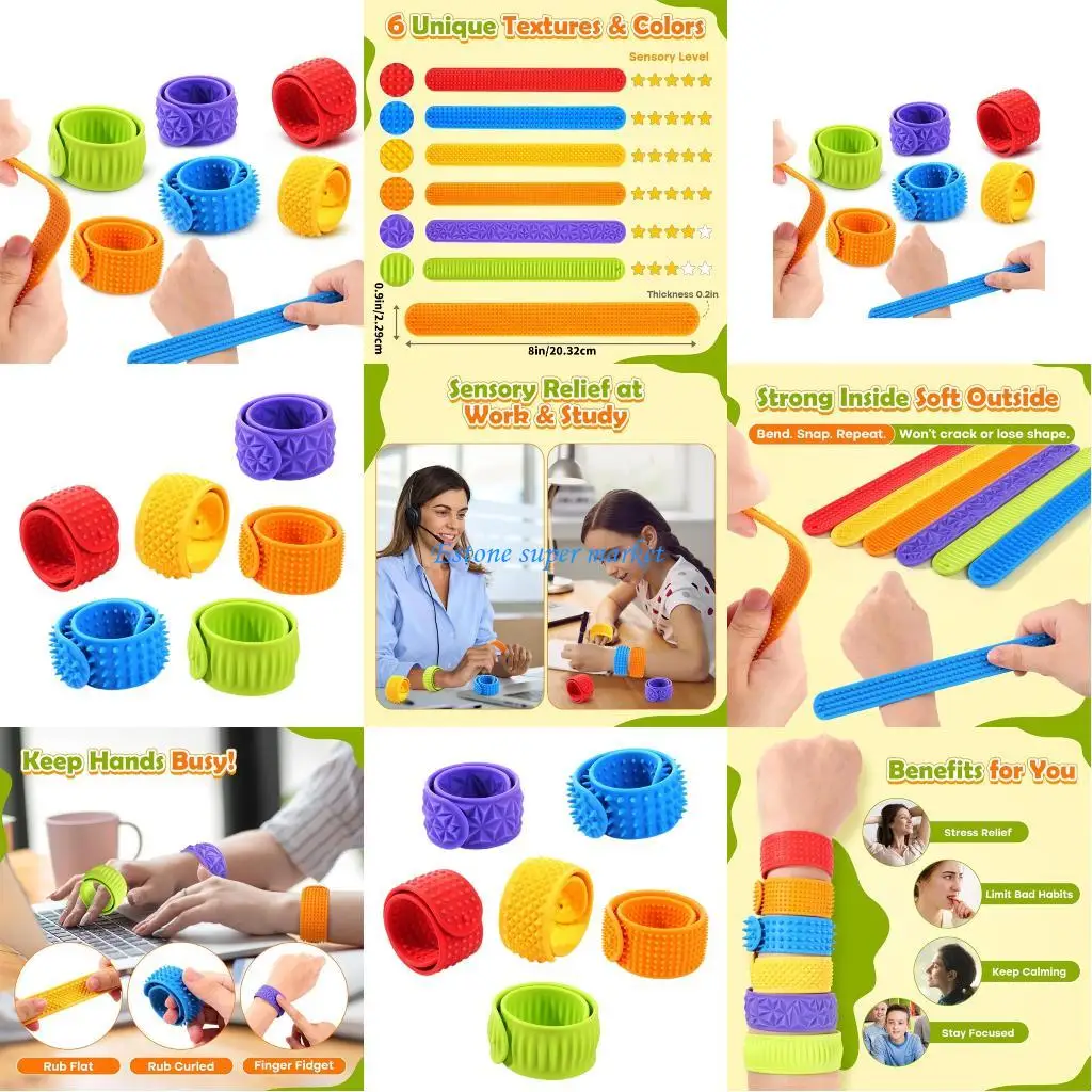 090B 6 шт. силиконовый браслет для снятия стресса игрушка для детей сенсорная текстура каменный браслет для повышения сознания
090B 6 шт. силиконовый браслет для снятия стресса игрушка для детей сенсорная текстура каменный браслет для повышения сознания