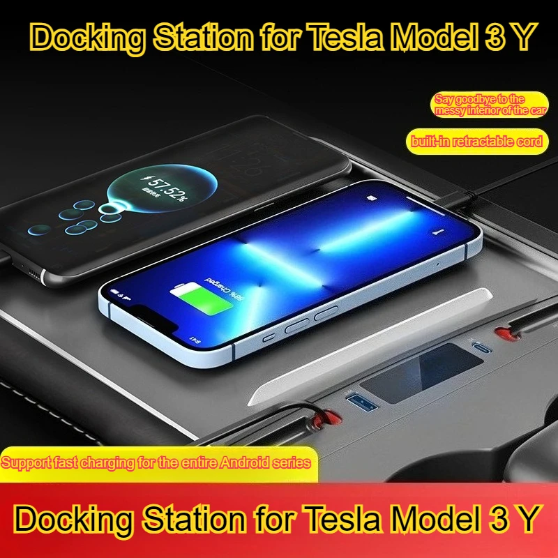 Docking Station for Tesla Model 3 Y Accessories 27W Quick Charger USB Shunt Hub Extension Center Console Smart Sensor 2021-2023
Docking Station for Tesla Model 3 Y Accessories 27W Quick Charger USB Shunt Hub Extension Center Console Smart Sensor 2021-2023