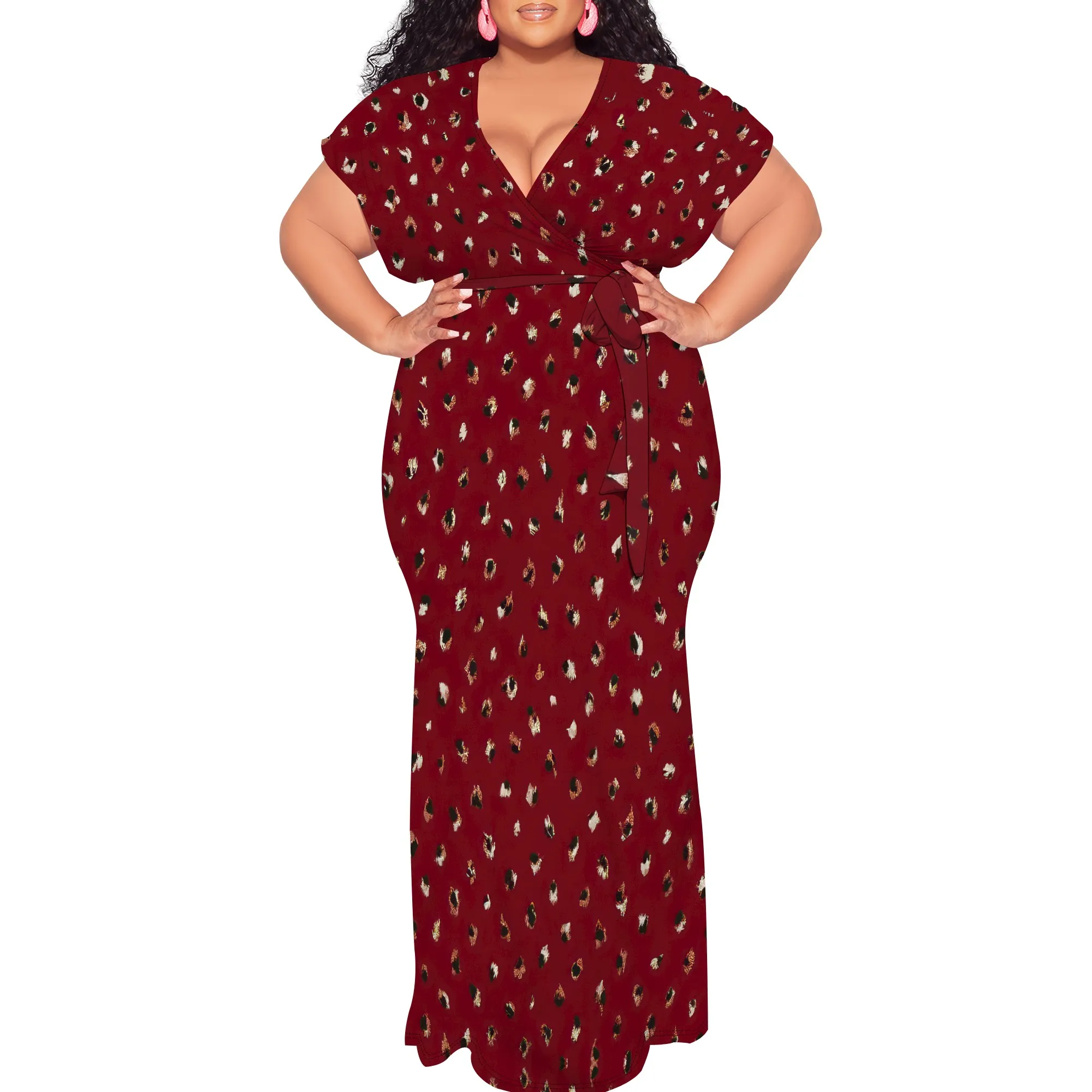 Plus Size Dress Women's V Neck A-Line Knee Length Wrap Swing Dresses Plus Size A Line Party Mini Dress
Plus Size Dress Women's V Neck A-Line Knee Length Wrap Swing Dresses Plus Size A Line Party Mini Dress