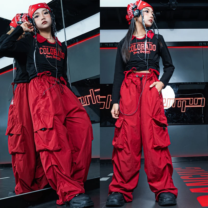 Hip Hop Dance Wear Girls Crop Tops Red Cargo Pants Stage Outfits For Kids Clothing Jazz Dance Performance Show Costumes DQS15839
Hip Hop Dance Wear Girls Crop Tops Red Cargo Pants Stage Outfits For Kids Clothing Jazz Dance Performance Show Costumes DQS15839