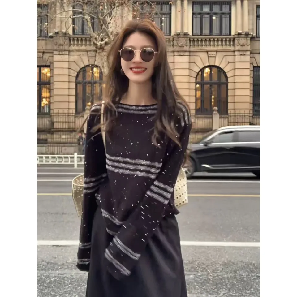 Loose Fit round Neck Knitwear Women's Long Sleeve Striped Comfortable Spring New Style Versatile High End Feeling Top
Loose Fit round Neck Knitwear Women's Long Sleeve Striped Comfortable Spring New Style Versatile High End Feeling Top