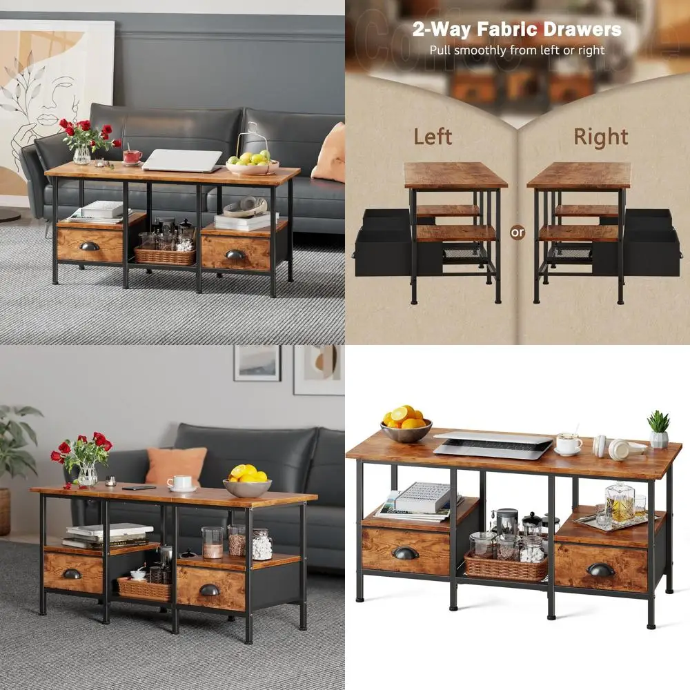 Industrial Rustic Brown 35 Coffee Table with 2 Drawers and 2 Tier Storage for Living Room
Industrial Rustic Brown 35 Coffee Table with 2 Drawers and 2 Tier Storage for Living Room