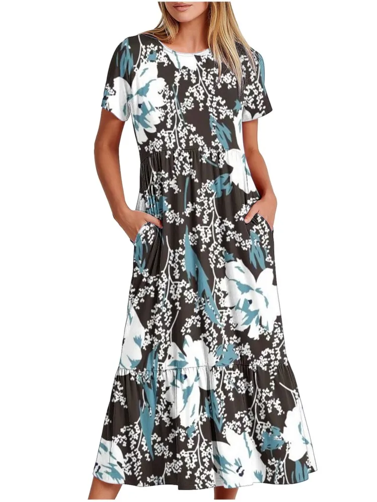 Dresses Summer 2024 Woman New Floral Printed Round Neck Short Sleeve Loose Casual Elegant Vintage Streetwear Vestidos For Ladies
Dresses Summer 2024 Woman New Floral Printed Round Neck Short Sleeve Loose Casual Elegant Vintage Streetwear Vestidos For Ladies
